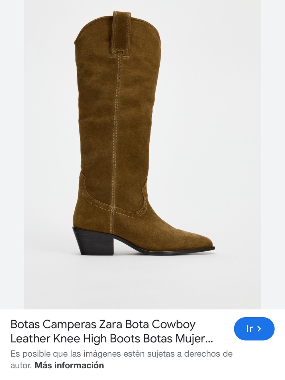 Zara Suede Knee-High Boot in Tan